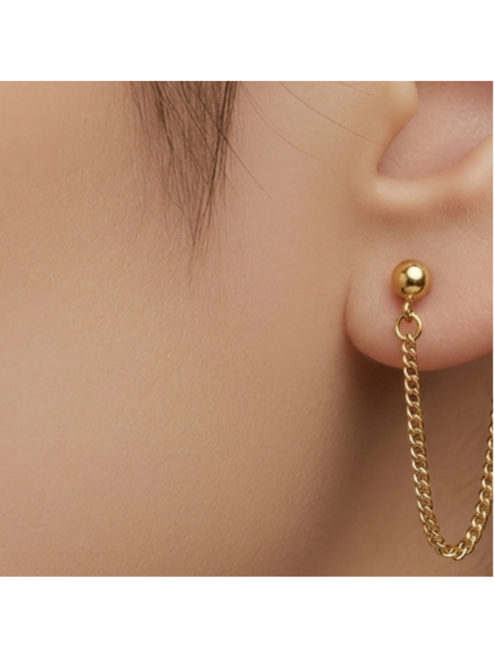 Vintage Gold Chain Dangle Earrings One Size Delicate Dainty Minimalist Luxe